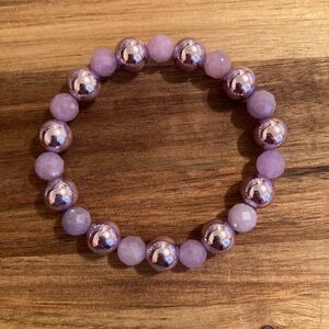 Handmade Purple Glass and Stone Beaded Bracelet